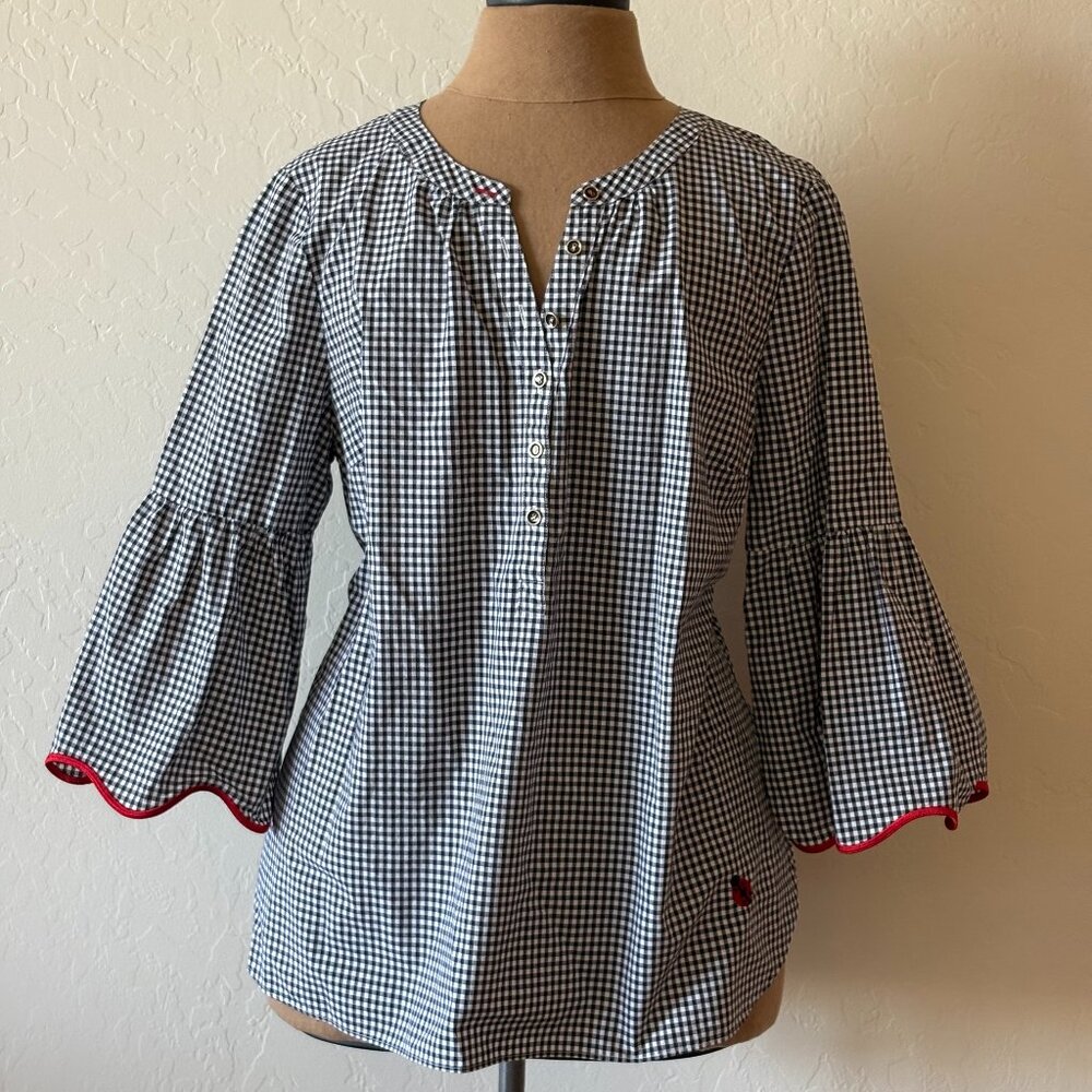 Talbots Oprah Magazine Collection Gingham Blouse. Size PL. Black/White.